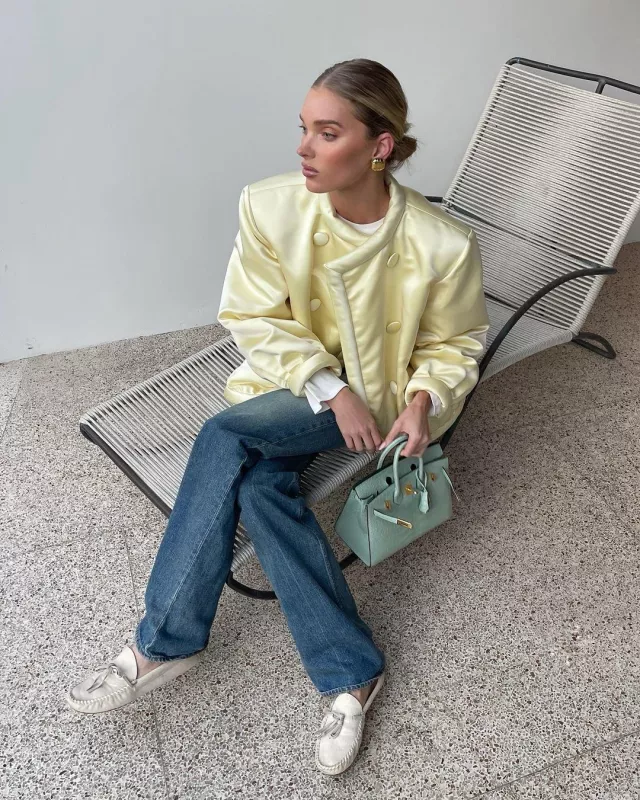 The Row Lucca Moccasins worn by Elsa Hosk on her Instagram Story on November 3, 2024