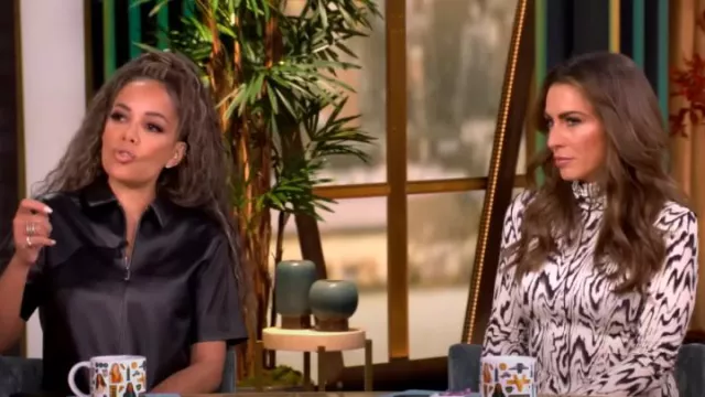 Theory Leather A-Line Knee-Length Shirtdress worn by Sunny Hostin as seen in The View on November 20, 2024