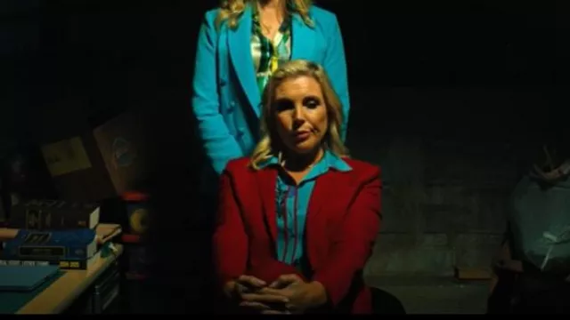 Diane von Furstenberg Floral Print Silk Shirt In Farren Marine/Blue worn by Ava Bartlett (Kaley Cuoco) as seen in Based on a True Story (S02E03)