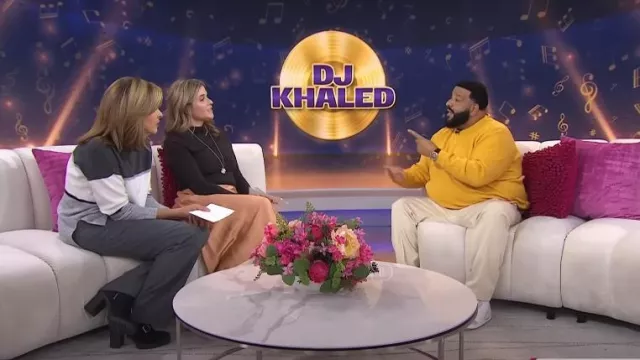 Louis Vuitton Monogram Pointelle Cotton Pullover in Safran Yellow worn by DJ Khaled in Today on November 21, 2024