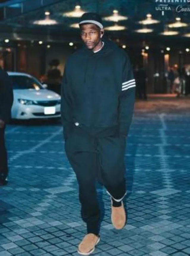 UGG Chestnut Brown Classic Slip Ons worn by Anthony Edwards on the Instagram account @timberwolves