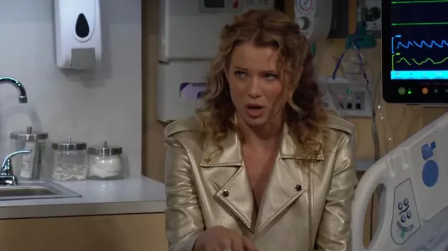 Generation Love Massimo Cropped Moto Jacket worn by  Summer Newman(Allison Lanier) as seen in The Young and the Restless on November 18, 2024