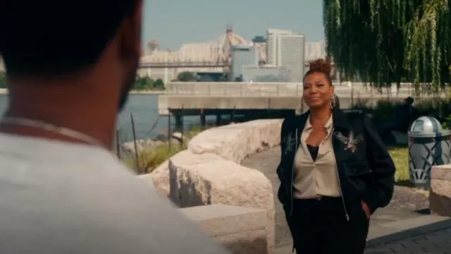 Dries Van Noten Embellished Cotton Blend Blouson Jacket worn by Robyn McCall (Queen Latifah) as seen in The Equalizer (S05E05)