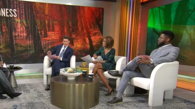 Chiara Boni La Petite Robe Florien Dress in Jungle Fever worn by Gayle King as seen in CBS Mornings on November 26, 2024