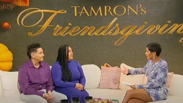 Balmain Long-Sleeve Diamond Rhinestone Mini Dress worn by Tamron Hall as seen in Tamron Hall Show on November 25, 2024