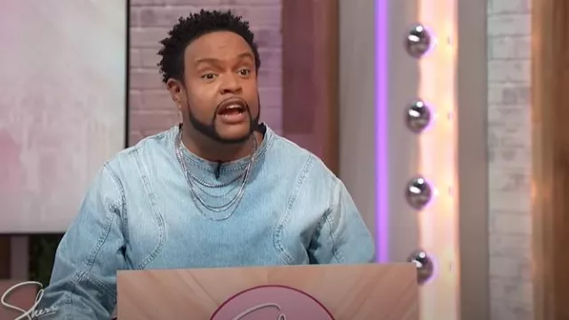 Zara Seamed Denim Sweatshirt worn by Jawn Murray as seen in Sherri on  November 27, 2024