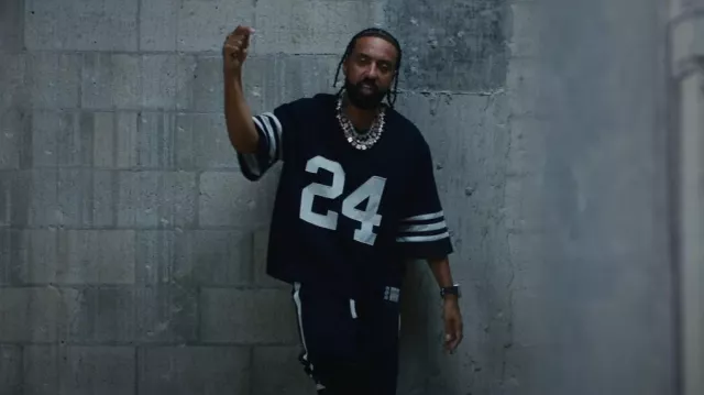 Nahmias Black #24 Football Jersey worn by French Montana in French Montana - One More Chance - From 'For Khadija' Soundtrack (Music Video)