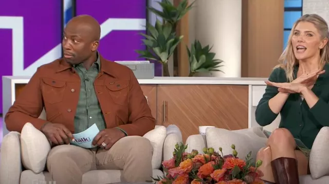 Sandro x Wrangler Shirt Jacket worn by Akbar Gbaja-Biamila as seen in The Talk on November 26, 2024