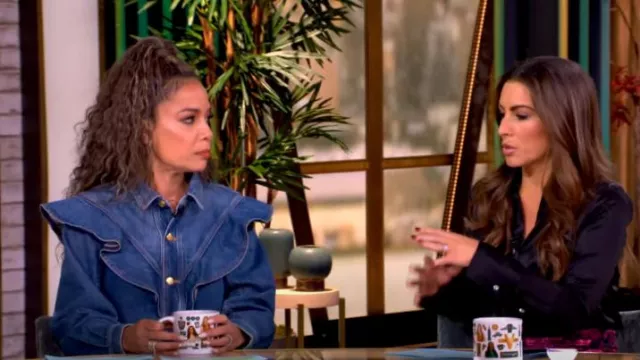 Ulla Johnson The Mathilde Ruffled Denim Jacket worn by Sunny Hostin as seen in The View on December 4, 2024