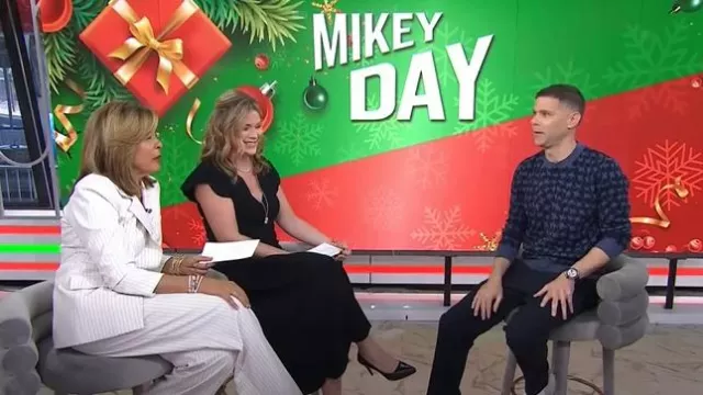 Mr P. Houndstooth Jacquard-Knit Wool Sweater worn by Mikey Day as seen in Today on December 3, 2024