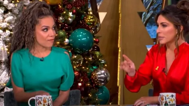 Victoria Beckham Gathered Midi Dress worn by Sunny Hostin as seen in The View on December 6, 2024