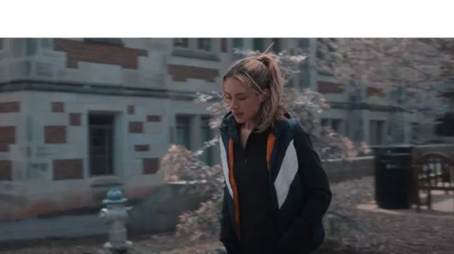 We Norwegians Vest Blue Jackets worn by Lucy Albright (Grace Van Patten) as seen in Tell Me Lies (S02E07)