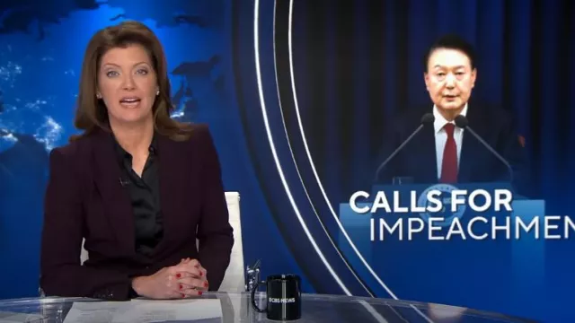 Alexander McQueen Classic Single-Breasted Suiting Blazer worn by Norah O'Donnell as seen in CBS Evening News on December 6, 2024