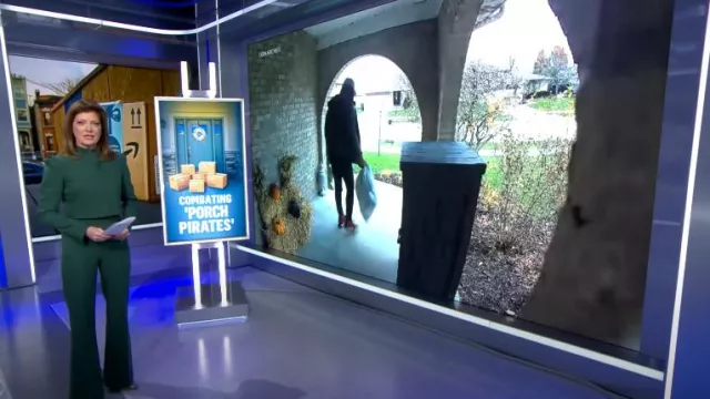 Theo The Label Daphne High-Waist Bootcut Pant worn by Norah O'Donnell as seen in CBS Evening News on December 11, 2024
