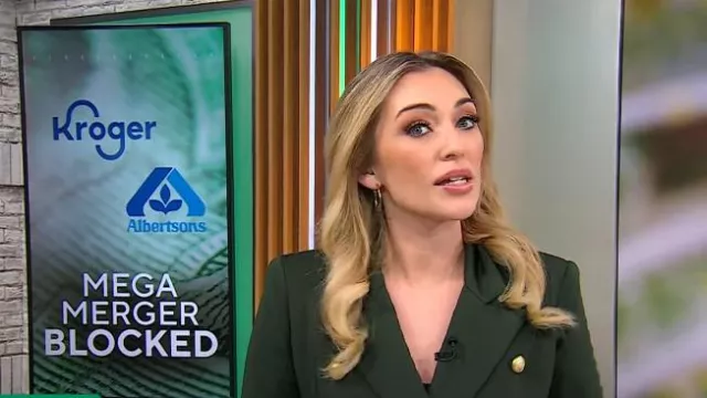 Veronica Beard Miller Blazer en pino usado por Kelly O'Grady visto en CBS Mornings el 11 de diciembre de 2024
