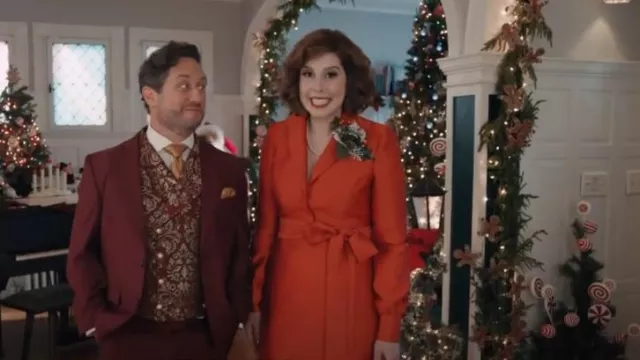 Badgley Mischka Textured Mikado Fit & Flare Belted Gown worn by DeeDee Dashers (Vanessa Bayer) as seen in Elsbeth (S02E06)