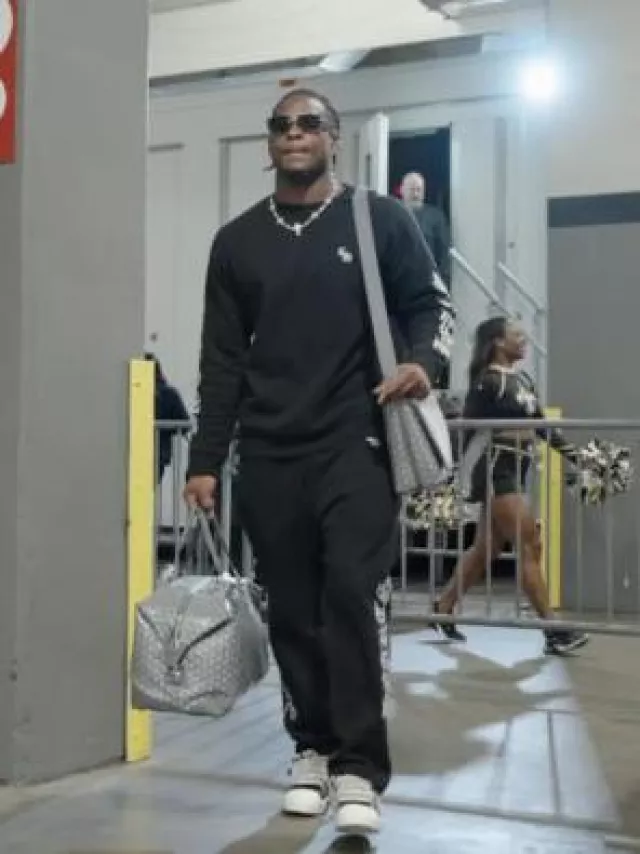 Goyard Grey Bowling 45 Bag worn by Brian Robinson Jr. on the Instagram account @commanders