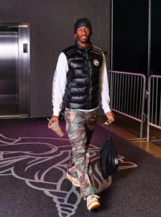 Canada Goose Black Crofton Down Vest worn by Jordan Addison on the Instagram account @vikings
