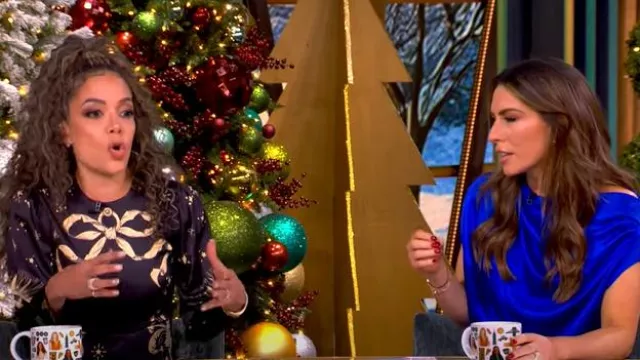 LA DoubleJ Printed Satin Maxi Dress worn by Sunny Hostin in The View on December 17, 2024