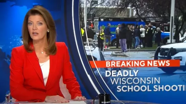 Alexander McQueen Single-Breasted Crepe Blazer worn by Norah O'Donnell as seen in CBS Evening News on December 17, 2024