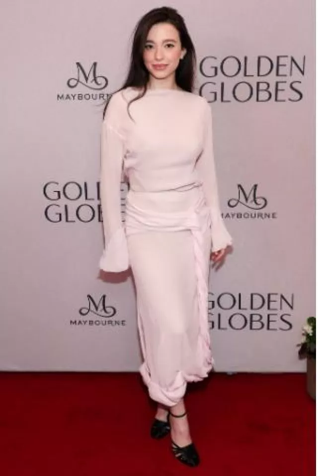 Jw Anderson Twisted Drape Midi Skirt worn by Mikey Madison at Golden Globes First-Time Nominee Luncheon on December 17, 2024