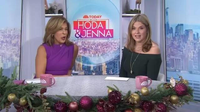Black Halo Corrine Draped Bodice Wide Leg Jumpsuit worn by Hoda Kotb as seen in Today with Hoda & Jenna on December 19, 2024