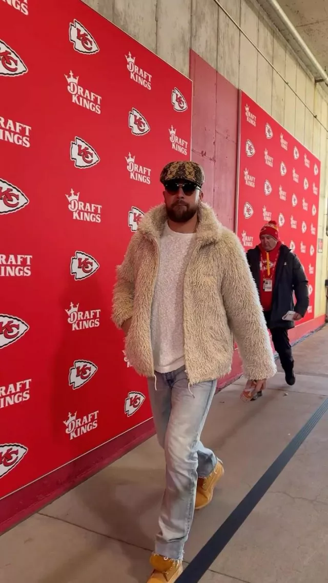 Louis Vuitton x Timberland 6" Boot Wheat Monogram worn by Travis Kelce on the Instagram account @chiefs