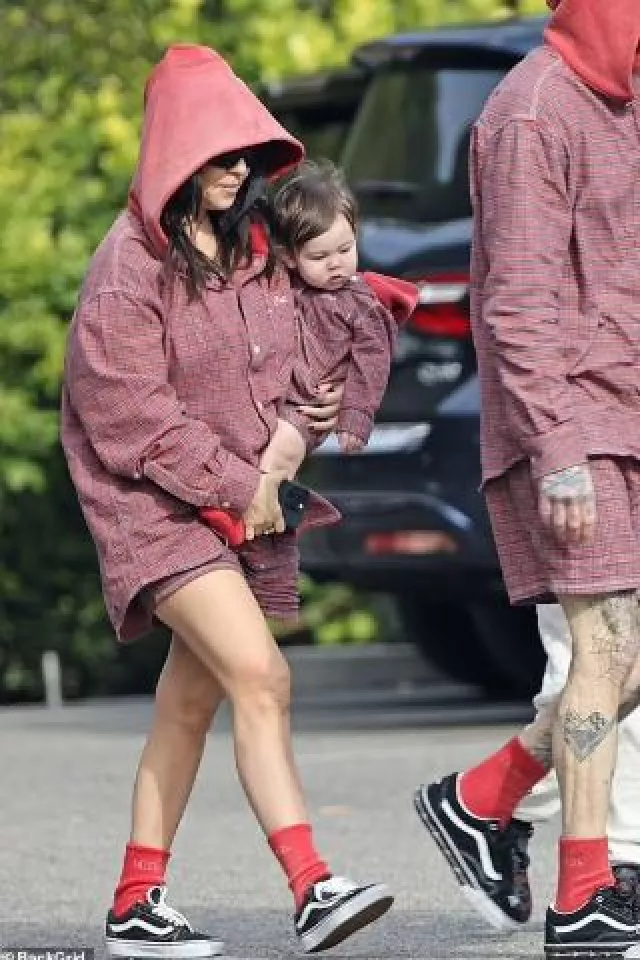 Erl Red Soft Socks worn by Kourtney Kardashian in Santa Barbara on December 27, 2024