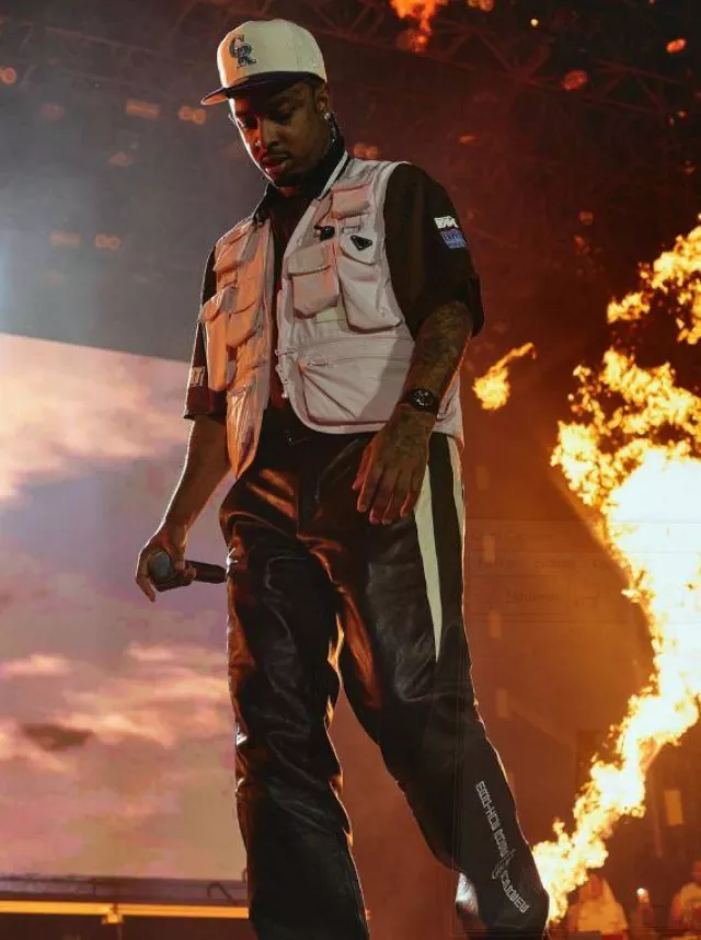 Supreme x Martine Rose Black & Green Leather Pants worn by 21 Savage on the Instagram account @21savage