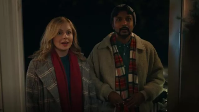 Calvin Klein Checked Wool Coat worn by Samantha (Rose McIver) as seen in Ghosts (S04E09)