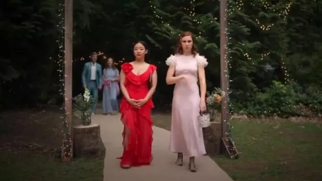 Ever New Olivia Ruffle Dress worn by Ruby (Stephanie Hsu) as seen in Laid (S01E02)