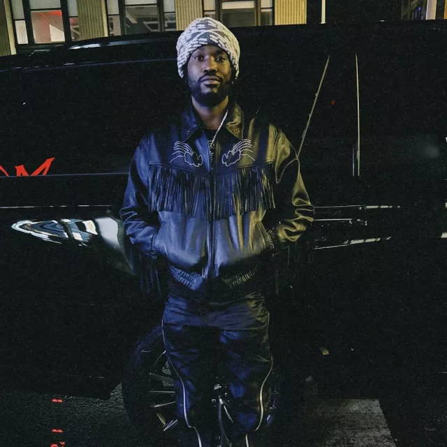 Rick Owens Black Waxed 'Bolan Banana' Zip Jeans worn by Meek Mill on the Instagram account @meekmill
