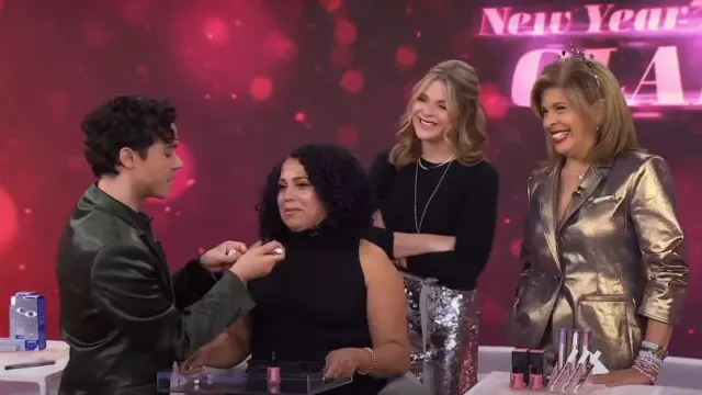 Cinq a Sept Khloe Metallic Blazer in Gold worn by Hoda Kotb as seen in Today with Hoda & Jenna on  December 31, 2024