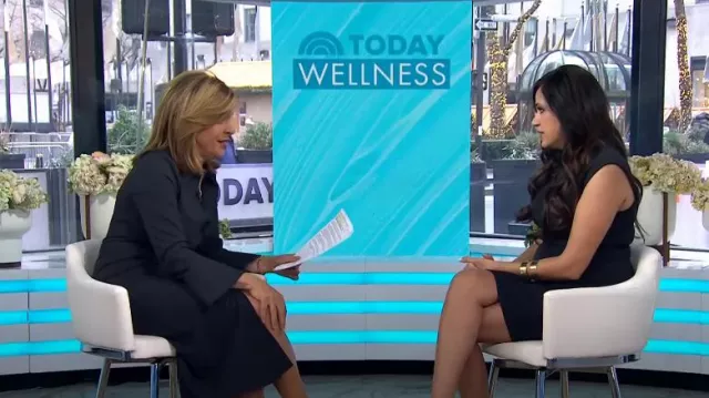 Cinq a Sept Mckenna Midi Dress in Navy worn by Hoda Kotb as seen in Today on  January 3, 2025