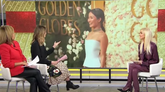 Lapointe Satin Blazer in Mulberry worn by Zanna Roberts Rassi as seen in Today on January 6, 2025