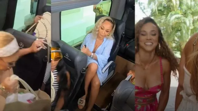 Qingyiyuan Women's Long Sleeve V-Neck Loose Casual Flowing Solid Color Short Dresses worn by Karen Huger as seen in The Real Housewives of Potomac (S09E13)