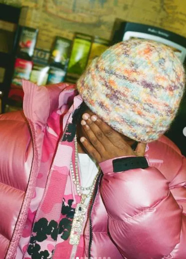 Nike x NOCTA Berry Pink 'Sunset' Down Jacket worn by 42 Dugg on the Instagram account @42_dugggg