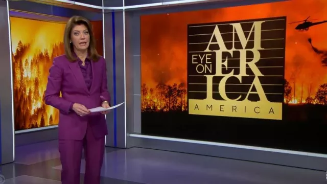 Max Mara Wool and Silk Double-Fabric Trousers worn by Norah O'Donnell as seen in CBS Evening News on January 13, 2025