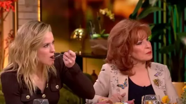 Cinq a Sept Diamond Vines Khloe Beaded Blazer worn by Joy Behar as seen in The View on January 9, 2025