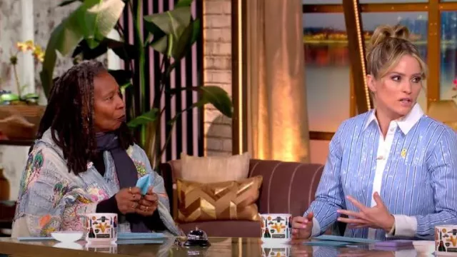 Magnolia Pearl Patchwork Dragon Daigo Kimono worn by Whoopi Goldberg as seen in The View on January 15, 2025