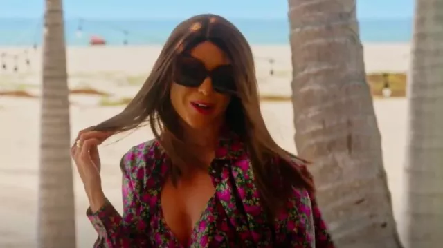Saint Laurent Eyewear SL M119 Lunettes de soleil œil-de-chat surdimensionnées portées par Bronwyn Newport comme on le voit dans Les vraies femmes au foyer de Salt Lake City (S05E16)