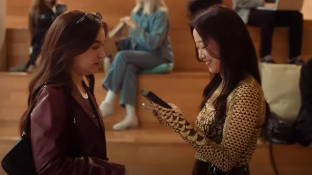 AFRM Zadie Long Sleeve Turtleneck Top In Gilded Petals worn by Yuri (Gia Kim) as seen in XO, Kitty (S02E03)