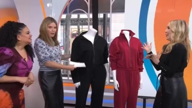 Pull Zara à col rond et poignets boutonnés porté par Chassie Post comme on le voit dans Today le 16 janvier 2025