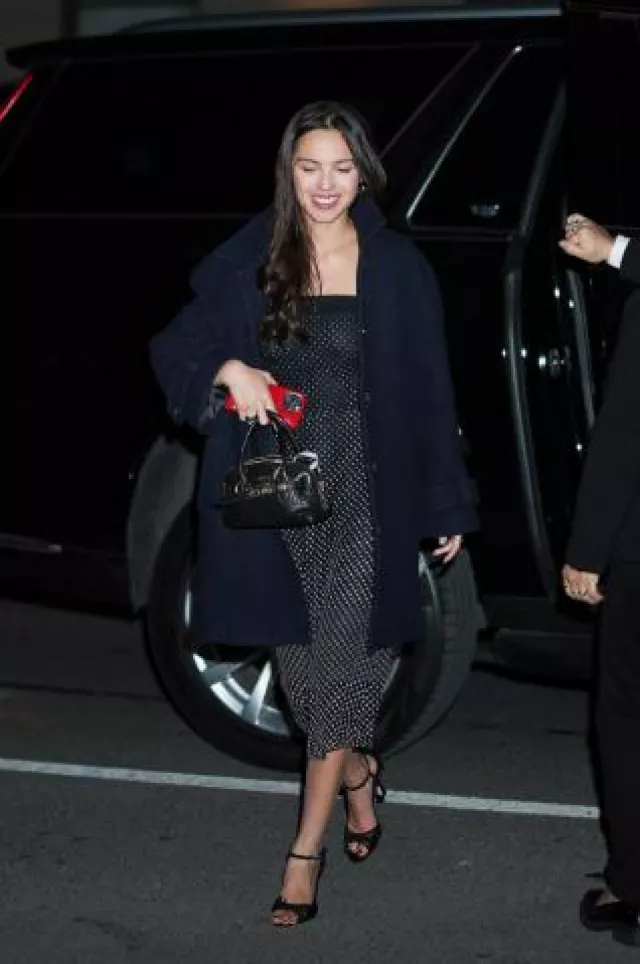 Miu Miu Aventure Nappa Leather Top-Handle Bag worn by Olivia Rodrigo in New York City on January 17, 2025