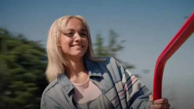 Guess Go Chest Denim Bomber Jacket worn by Ava (Amirah J) as seen in High Potential (S01E10)