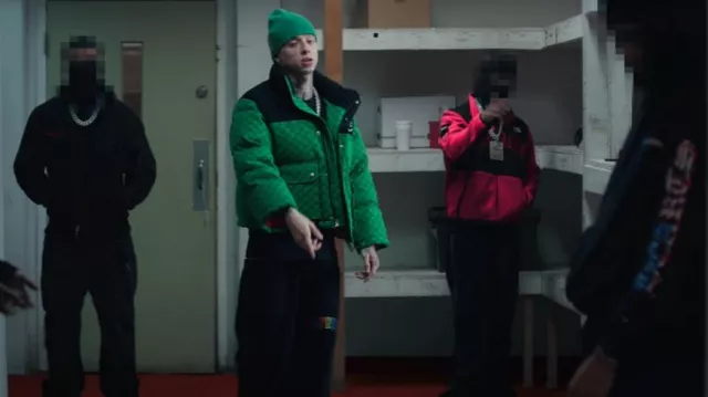 Gorro Stussy Green & Yellow 'Burly Threads' usado por Central Cee en Central Cee & 21 Savage - GBP (Video Musical Oficial)
