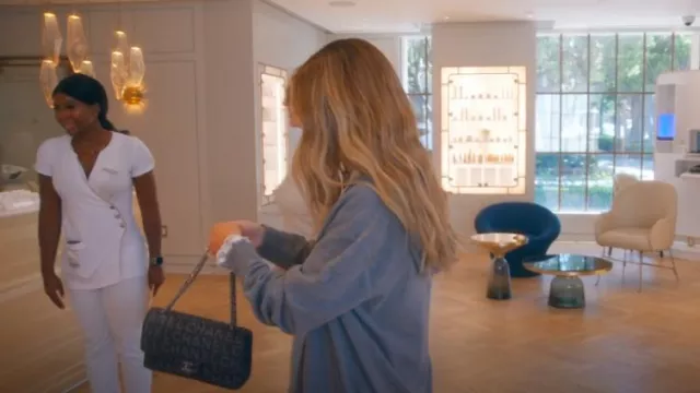 Chanel Classic Double Flap Bag Printed Quilted Tweed Medium worn by Dorit Kemsley as seen in The Real Housewives of Beverly Hills (S14E08)