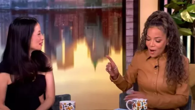 Sergio Hudson Leather Button Down Shirt Dress worn by Sunny Hostin as seen in The View on January 22, 2025