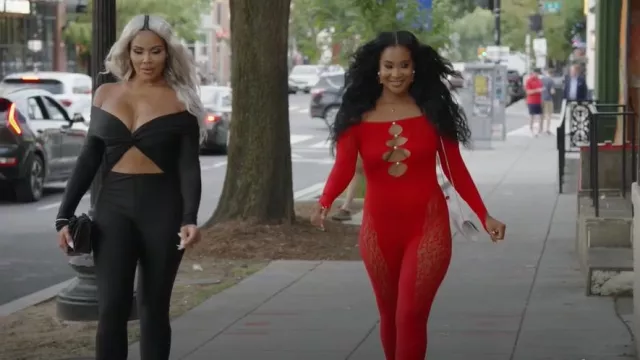 Shein Lace Jumpsuit worn by Jacqueline Blake as seen in The Real Housewives of Potomac (S09E15)