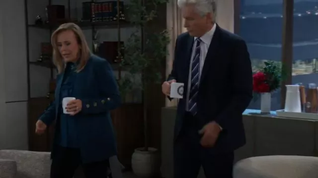 Donna Karan Collarless Button Sleeve Blazer worn by Laura Collins(Genie Francis) as seen in General Hospital on December 27, 2024